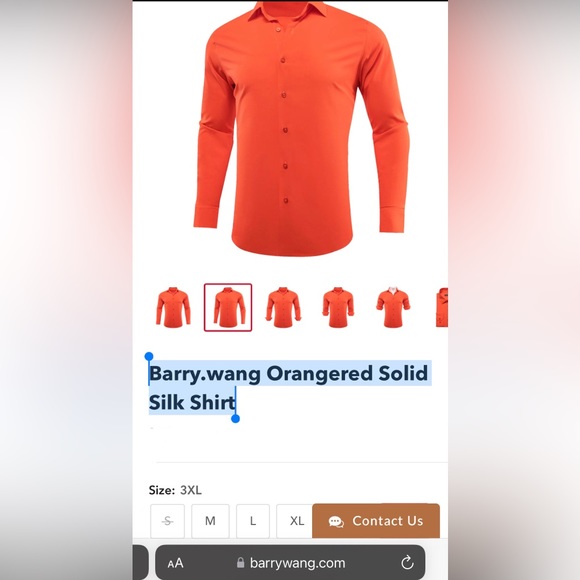 NWT Mens Barry.wang Orangered Solid Silk Shirt Size 3X - Picture 10 of 10